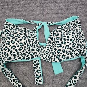 Coco Reef Underwire Bikini Women 36/38C‎ Teal Leopard Reversible Ribbed Swim Top
